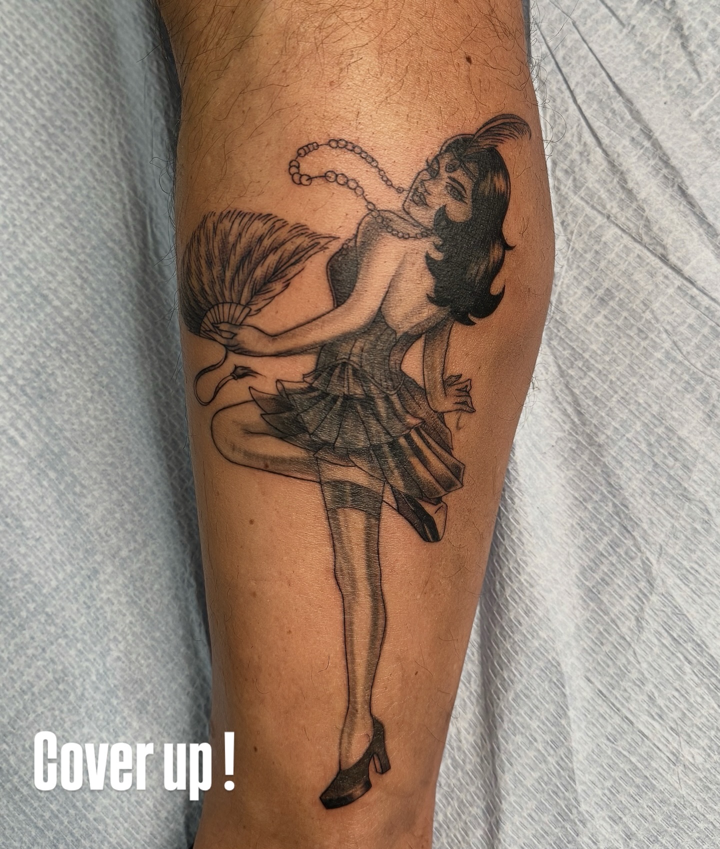 Cover up semi-realism pin-up tattoo by Von Bad Kid Ink Toronto